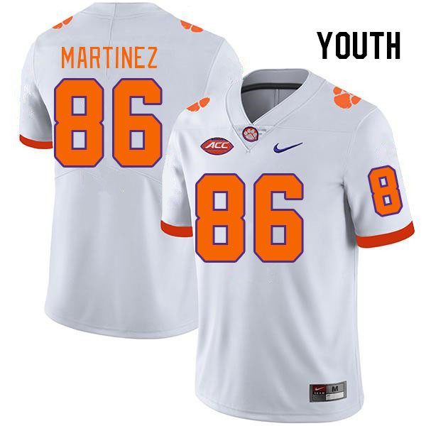 Youth Clemson Tigers Tristan Martinez #86 College White NCAA Authentic Football Stitched Jersey 23MW30TP